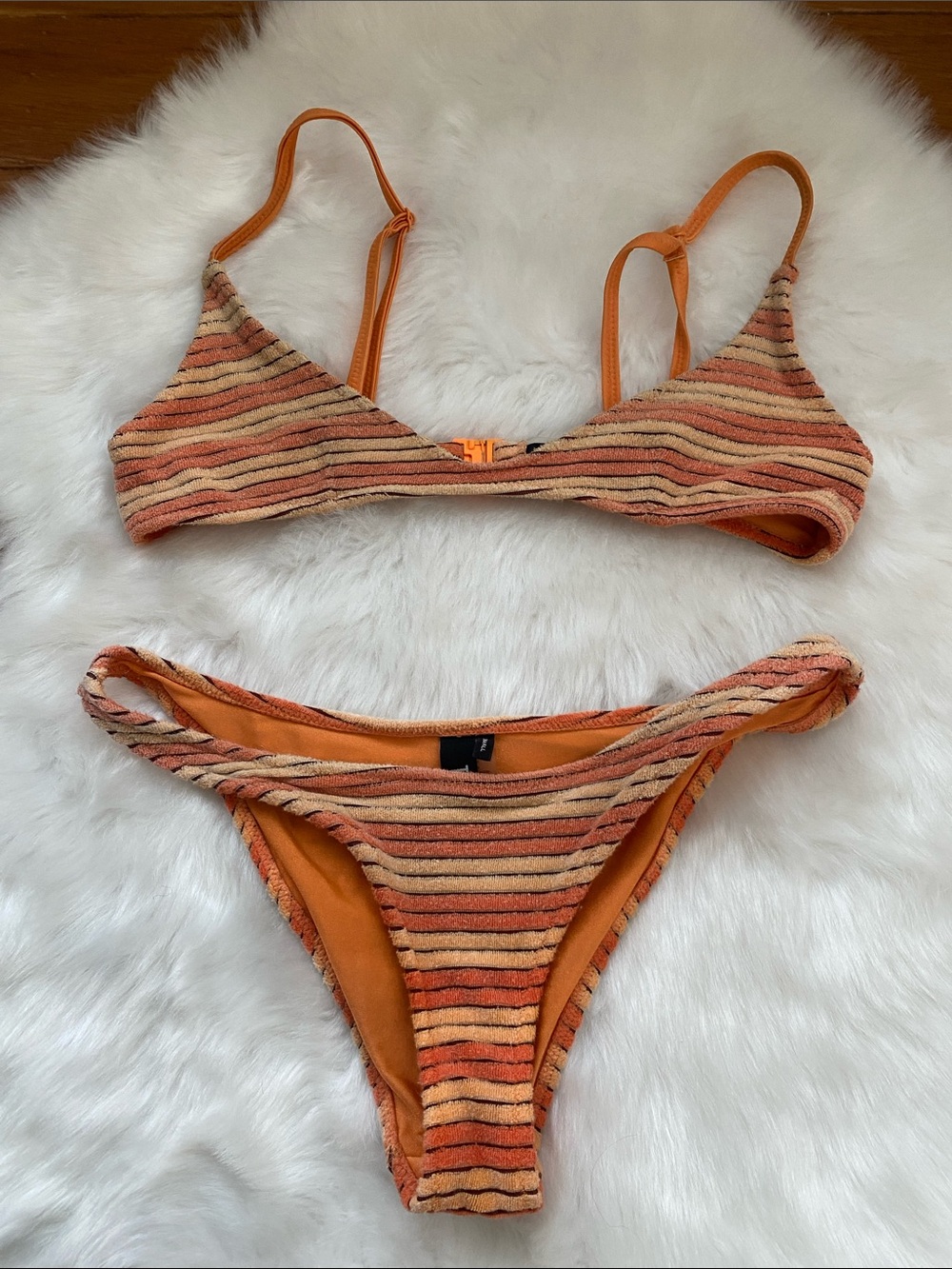 triangl swimwear Orange Striped Bikini Set